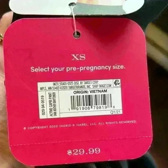 NWT Isabel Maternity Active Capri Pant + Crossover Panel Size XS - Picture 7 of 7